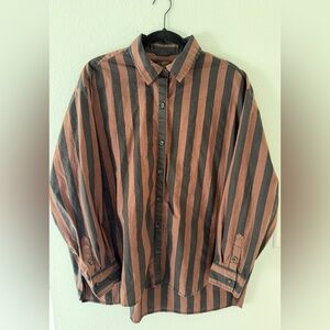 Aerie Women’s Striped Shirt - Black and Brown